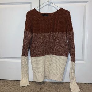 Rust-Orange Colorblock Sweater